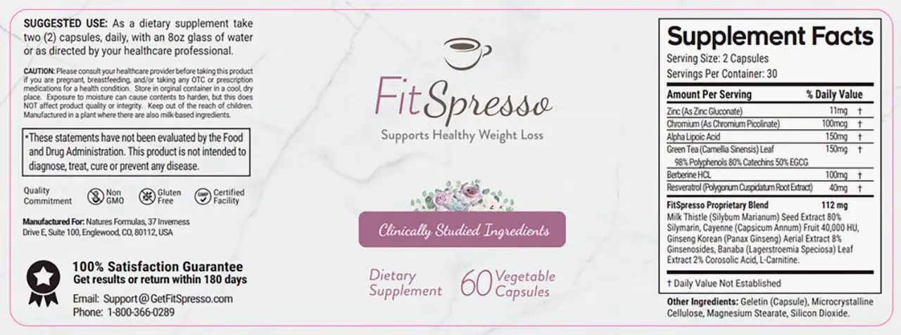 fitspresso coffee ingredients