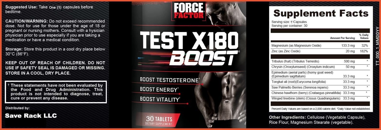 force factor test x 180 boost supplement facts